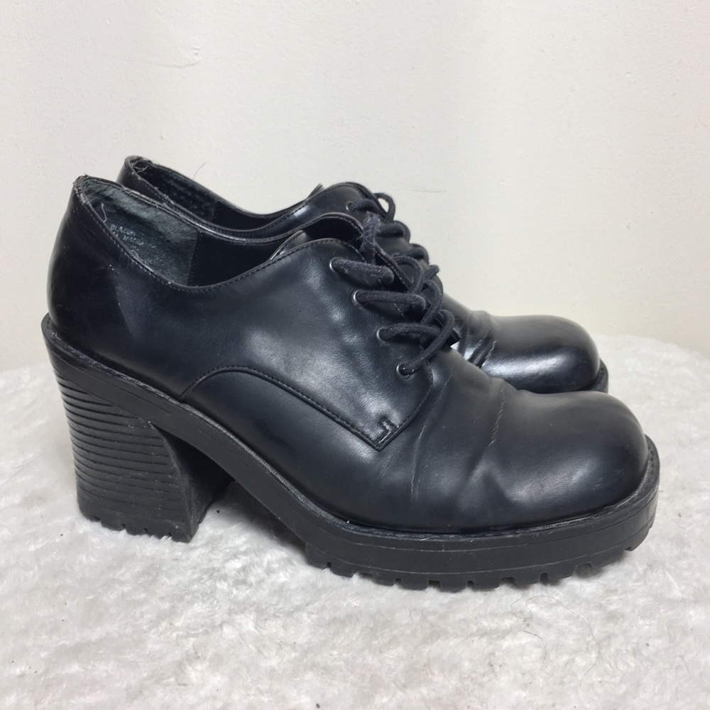 Vintage Mudd platform chunky square toe shoe black 8 - Picture 2 of 16